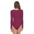 thumbnail image 3 of M&M Scrubs Bodysuits for Women Long Sleeve Crew Neck Slim Fit Casual Shapewear Body Suit (Burgundy, X-Large), 3 of 5