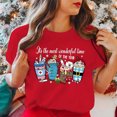 thumbnail image 2 of Nuevas camisetas estampadas navideñas con texto "Enfermera, café, es la época más maravillosa del año", camisetas casuales de manga corta para mujeres y hombres, 2 of 5