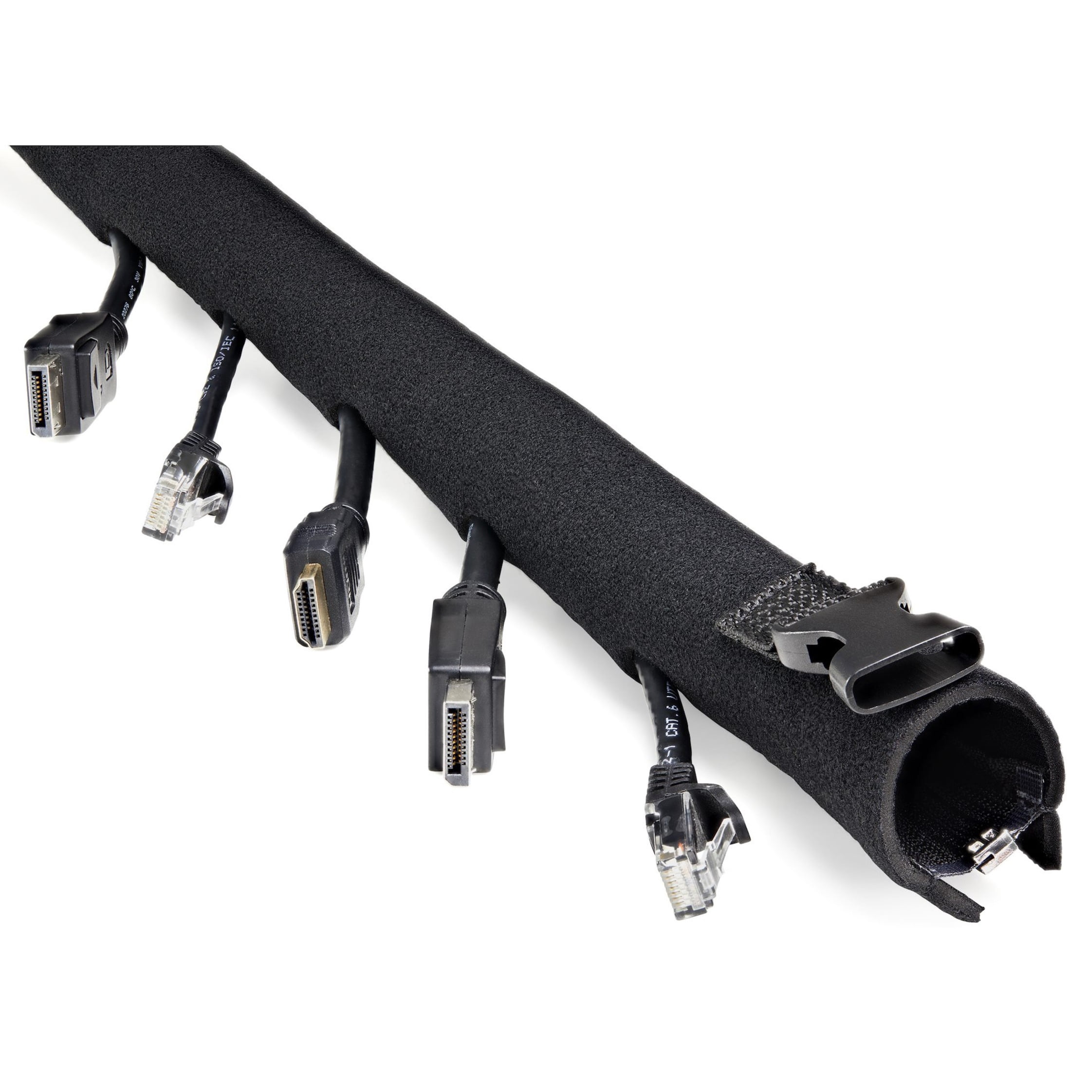 StarTech.com 40" Neoprene Cable Management Sleeve with Zipper/Buckle, Computer/PC Cord Cover, Flexible Cable Sleece/Organizer Wrap, Black, Black, 1 (Quantity)
