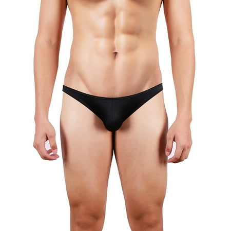 

MRULIC mens underwear Men s Brushed-Jacquard Thong Underwear Breathable Stretch Sports Briefs Men underwear Black + XL