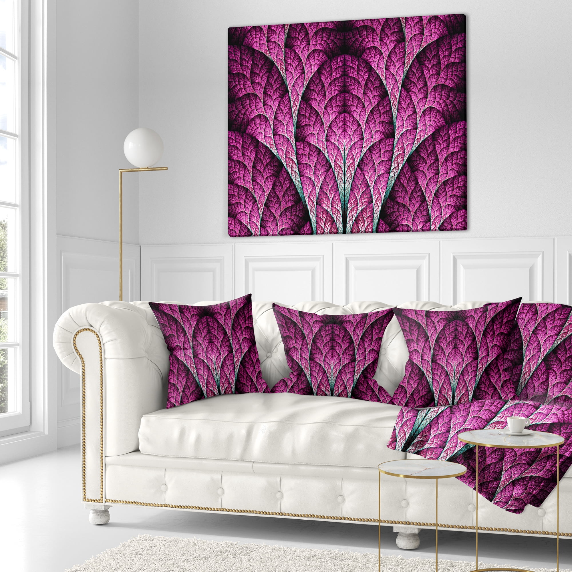 Designart Exotic Pink Biological Organism - Abstract Throw Pillow - 16x16