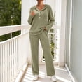 thumbnail image 2 of Cekizud Lounge Sets for Women Ribbed Knit Drawstring Hoodie Wide Leg Pants Casual Women 2 Piece Outfit, S-3XL, 2 of 5