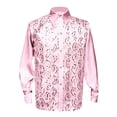 thumbnail image 5 of Shiny Metallic Sequin Shirt for Men Long Sleeve Button Down Collared Dress Shirt Disco Party Wedding Formal Suit, 5 of 5