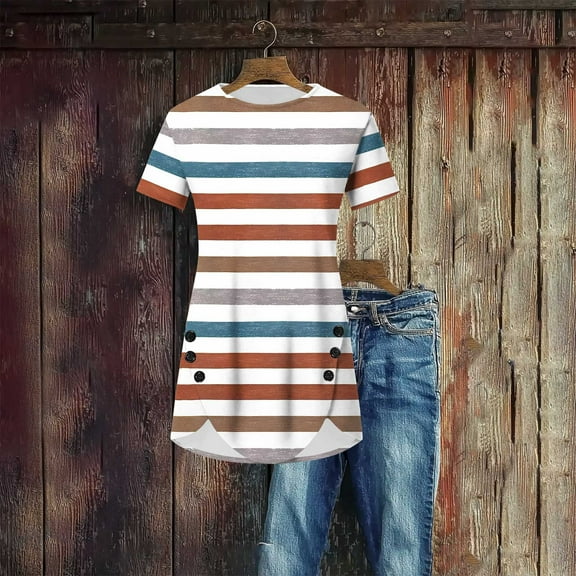 LiMoi Womens Short Sleeve Tops Trendy Tshirts Shirts for Women Graphic T-Shirts Vintage Plus Size Tops Reorder Items