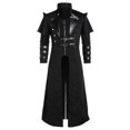 thumbnail image 2 of Vintage Halloween Medieval Steampunk Assassin Elves Pirate Costume Adult Men Black Long Split Jacket Gothic Armor Leather Coats!ZZ39, 2 of 3