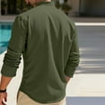 thumbnail image 4 of USNSM Men's Waffle Henley Shirts Long Sleeve Button T-Shirt Top Solid Color Casual Stylish Lightweight Pullover Shirt Green L, 4 of 4