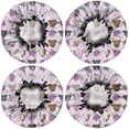 thumbnail image 2 of Shower Caps,Cute Pitbull Terriers Dog and Flower Waterproof Shower Cap for Women 4 Pieces,Double Reusable Hair Cover for Shower PEVA Elastic Stretch Hem, 2 of 7