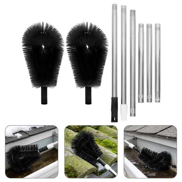 CRAFTHROU 1Jgo Cepillo Extensible Para Limpieza De Con Mango Telescópico Y Duraderas Negro