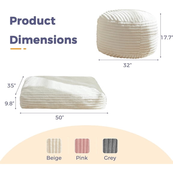 Kids Bean Bag Chair Bed - Beige