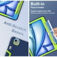 thumbnail image 6 of ShellTech Case for iPad Air 11 inch 2024,Shockproof 3-Layer Protection Case Heavy Duty Kickstand Cover Built-in Pencil Holder for iPad Air 11-in.(M2) 2024,Navy+Green, 6 of 7