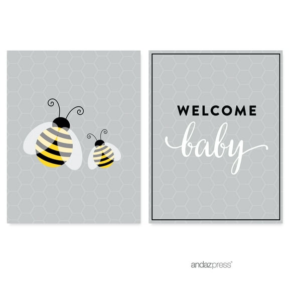 Mama to Bee Bumblebee Gender Neutral Baby Shower Party Signs & Banner Decorations, 20-Pack