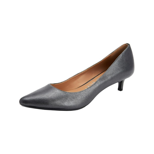 Calvin Klein Womens Gabrianna New Saffiano Kitten Heels Gray 10 Medium (B,M) Calvin Klein Womens Gabrianna New Saffiano Kitten Heels Gray 10 Medium (B,M)