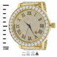 thumbnail image 4 of Mens Roman Numerals Watch Lab Diamond Yellow Gold Tone Stainless Steel 1 Row Bezel Custom Iced Out Band Khronos Jo Rodeo W/Date, 4 of 5