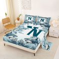 thumbnail image 2 of jejeloiu Cute Animal Shark Bed Sheets For Boy,Ocean Alphabet Print N Full Size Sheets,4-Piece,1 Flat Sheet, 1 Fitted Sheet and 2 Pillowcases, 2 of 6