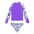 thumbnail image 5 of iiniim Kids Girls Tropical Swimsuit Two Pieces Long Sleeve Rashguard Set Summer Swimwear Bathing Suit 6-16 A Purple 6, 5 of 7