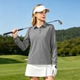 thumbnail image 6 of Hearthz Polo Shirt for Women 3 Button Womens Long Sleeve Shirt Relaxed Fit Solid Color T Shirts for Women Tennis Tops Gray L, 6 of 6