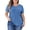 Blue, variant on WellSize Plus Size Blouses for Women Button Tunic Tops V Neck Short Sleeve Summer Shirts