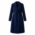 thumbnail image 6 of Trikvn Long Wool Blend Pea Coat for Women Notched Lapel Belted Waist Double Breasted Long Sleeve Elegant Overcoat with Pockets Winter Dressy S-3XL, 6 of 6