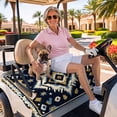 thumbnail image 3 of Golf Cart Seat Covers for 2 Seater,Boho Navy Blue Microfiber Cart Seat Towel Blanket,Ethnic Geometric Southwestern Retro Absorbent Breathable Non Slip Bench Seats Protector for Golf Course 51"x31", 3 of 9