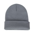 thumbnail image 1 of CNKOO Men Women Solid Color Warm Woolen Knitted Cap Fluorescent Cuffed Beanie Hat, 1 of 7