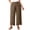 Brown, variant on Women's Cotton Wide Leg Pants Elastic Waist with Button Front Slit Casual Flowy Culotte Trousers for Daily Vacation Beach Wear