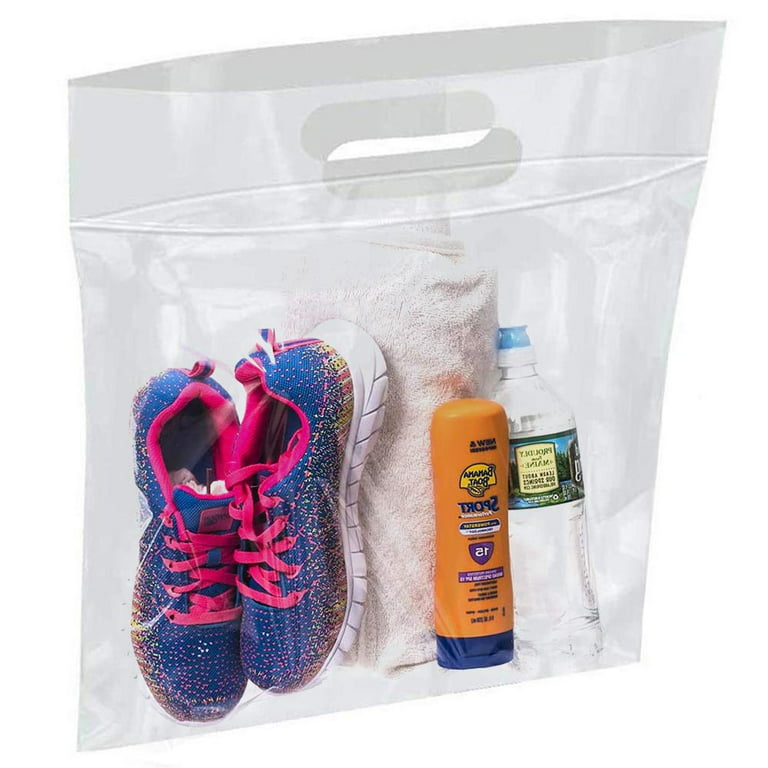 3 Large Plastic Clear Storage Bags Handle Resealable Zipper