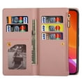 thumbnail image 5 of Wallet Case for iPhone 16 Pro, Glitter Bling Flip Folio Leather Protective Magnetic Stand Zipper Purse Phone Cover with 9 Card Slot Holder Wrist Strap for Women, Rosegold, 5 of 14