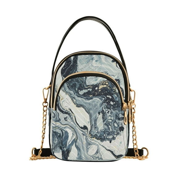 ALAZA Chain Crossbody Bags for Women Blue White Marble Shoulder Handbag Phone Purse