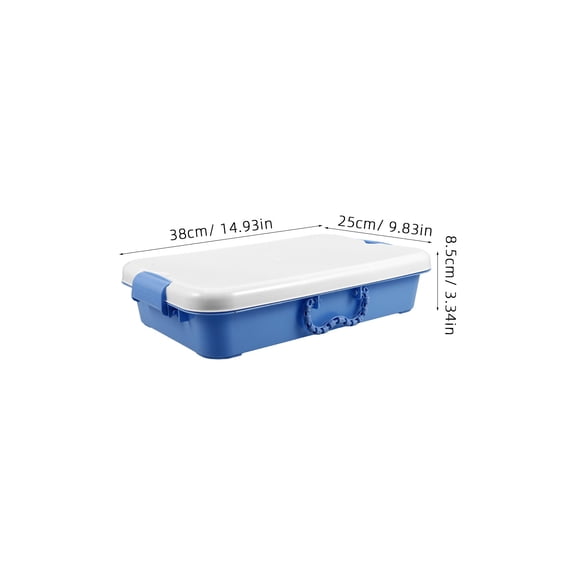Luxshiny Covered Portable Sandbox Dark Blue Plastic Tray with Handle Large Space for Organizing
