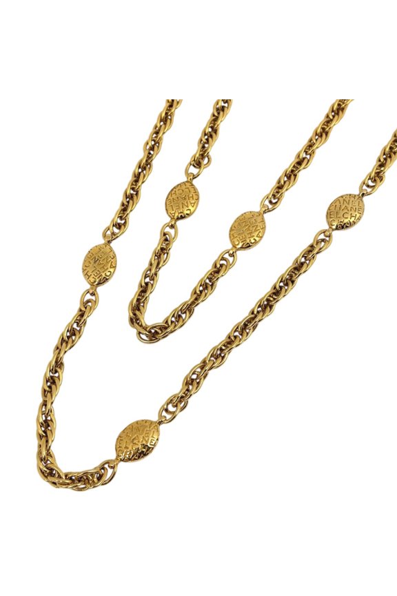 Pre-Owned CHANEL logo chain necklace, long GP gold, women's