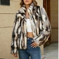 thumbnail image 4 of Women's Plus Size Brown Faux Fur Coat V-Neck Long Sleeve Warm Coat for Winter, 4 of 6