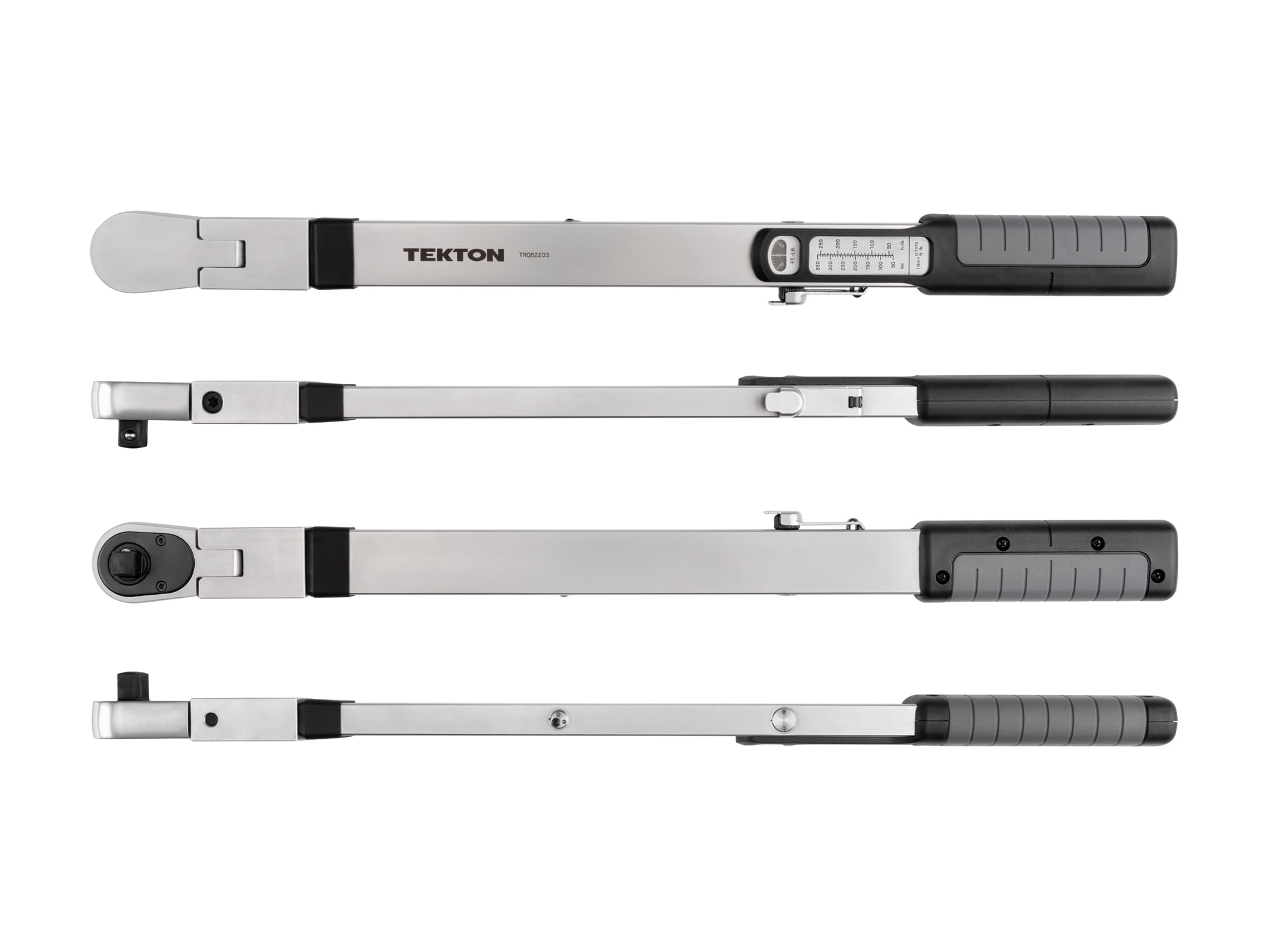 TEKTON 1/2 Inch Drive 72-Tooth Flex Head Split Beam Torque Wrench (40 - 250 ft-lb) | TRQ62203