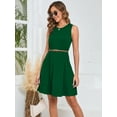 thumbnail image 3 of Chiclily Summer Dresses for Women Casual Beach Sleeveless Pleated Front Tank Dress with Pockets, Green L, 3 of 7