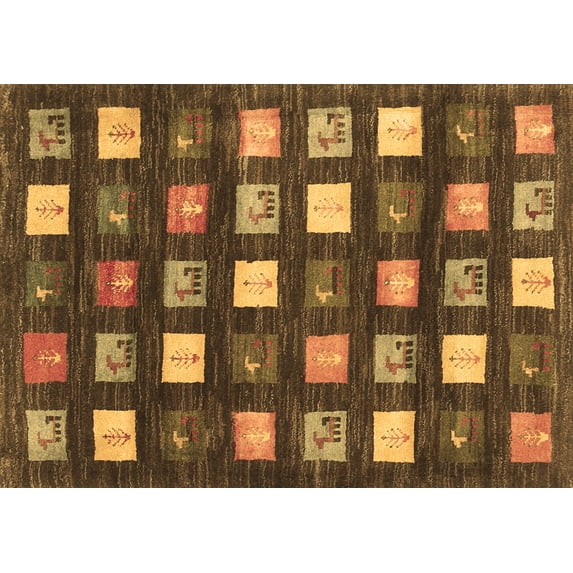 Ahgly Company Indoor Rectangle Abstract Brown Contemporary Area Rugs, 2' x 5'