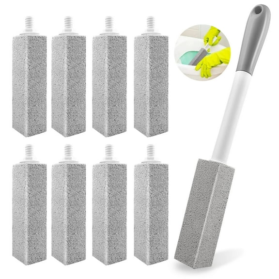 Godance 8 Pcs Pumice Stone for Toilets, Pumice Stone Toilet Bowl Cleaner with 10 in Extra Long Handle, Toilet Bowl Stain Ring Remover Brush for Toilet Cleaning, Remove Limescale
