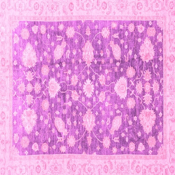 Ahgly Company Indoor Square Oriental Pink Traditional Area Rugs, 8' Square