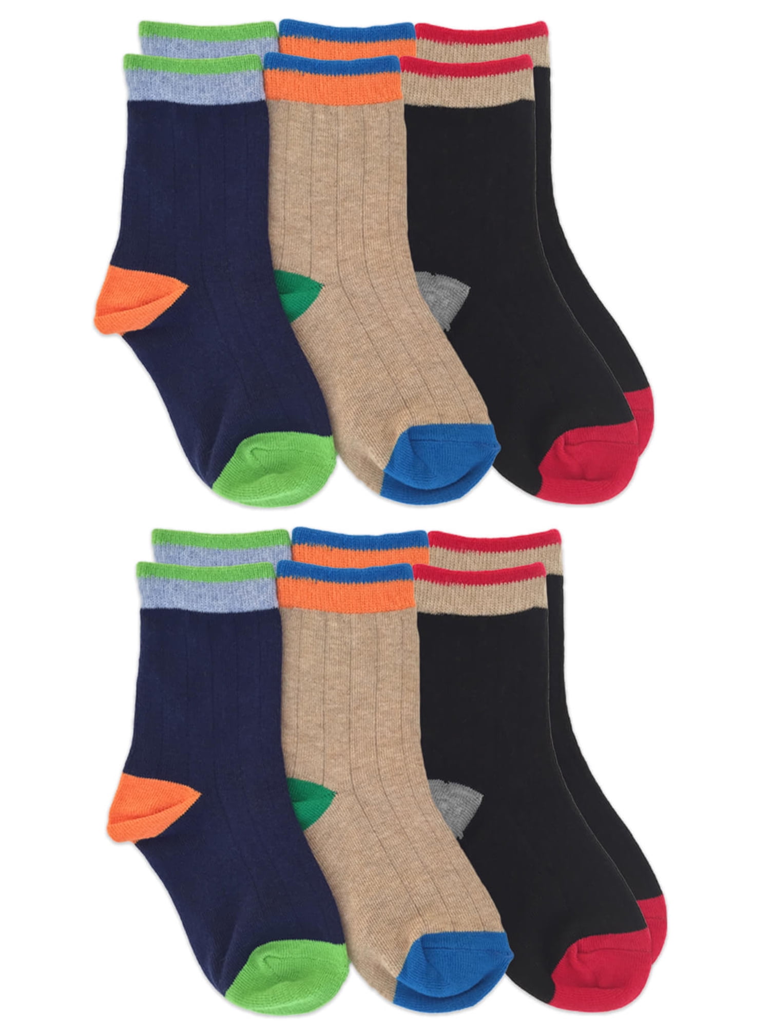 Jefferies Socks Boys Socks, 6 Pack Wide Rib Colorful Crew Sizes XS - M ...