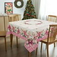 thumbnail image 3 of Christmas Tablecloth Winter Holiday Washable Pink Christmas Tree Table for New Year's Party Decor 60x60 Inch, 3 of 7