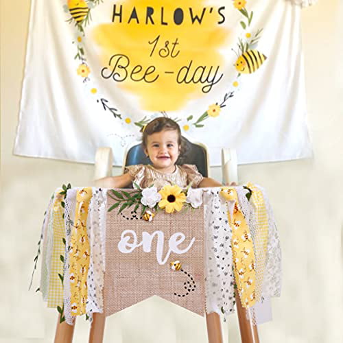 glitter banner bee theme party bee birthday high chair banner birthday banner first birthday banner first birthday high chair banner
