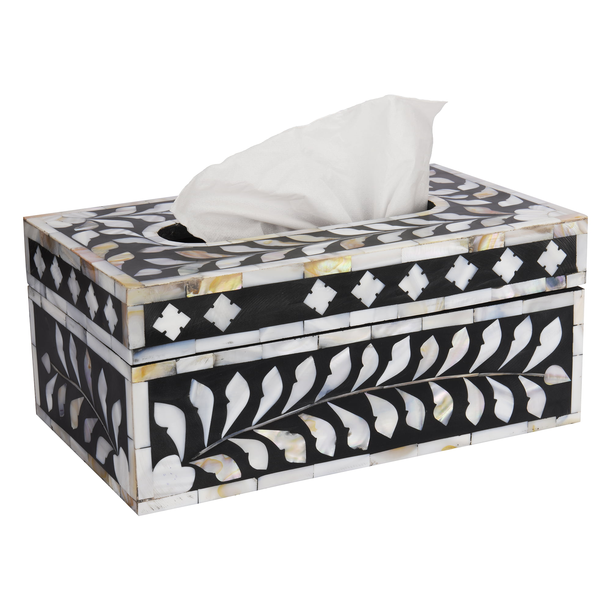 Mother of Pearl Inlay Tissue Box Cover in Ash Gray 6/"x6/"x6/"