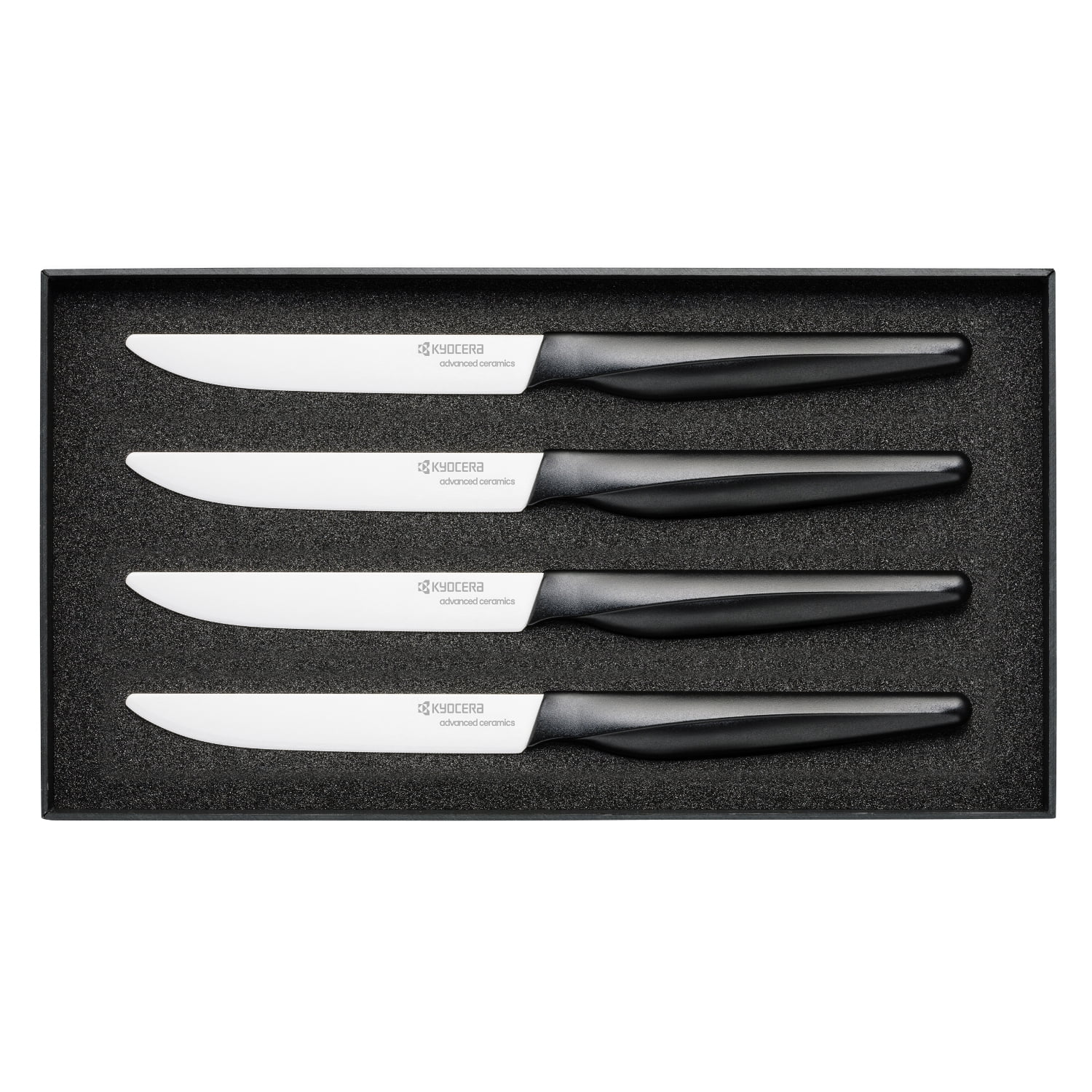 Kyocera White and Black Ceramic MicroSerrated 4 Piece Steak Knife Set