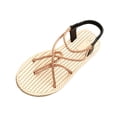 thumbnail image 2 of BRGZLK Women's Wide Width Flat Sandals 2026 Summer Trendy Comfortable Elastic Strap Slip On Dressy Sandal Lightweight Vacation Walking Beach Shoes Beige 7.5, 2 of 8