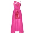 thumbnail image 5 of Hansber Sequin Romper Dress One Shoulder Sleeveless Flower Girls Wedding Party Pageant Gowns Hot Pink 16, 5 of 7
