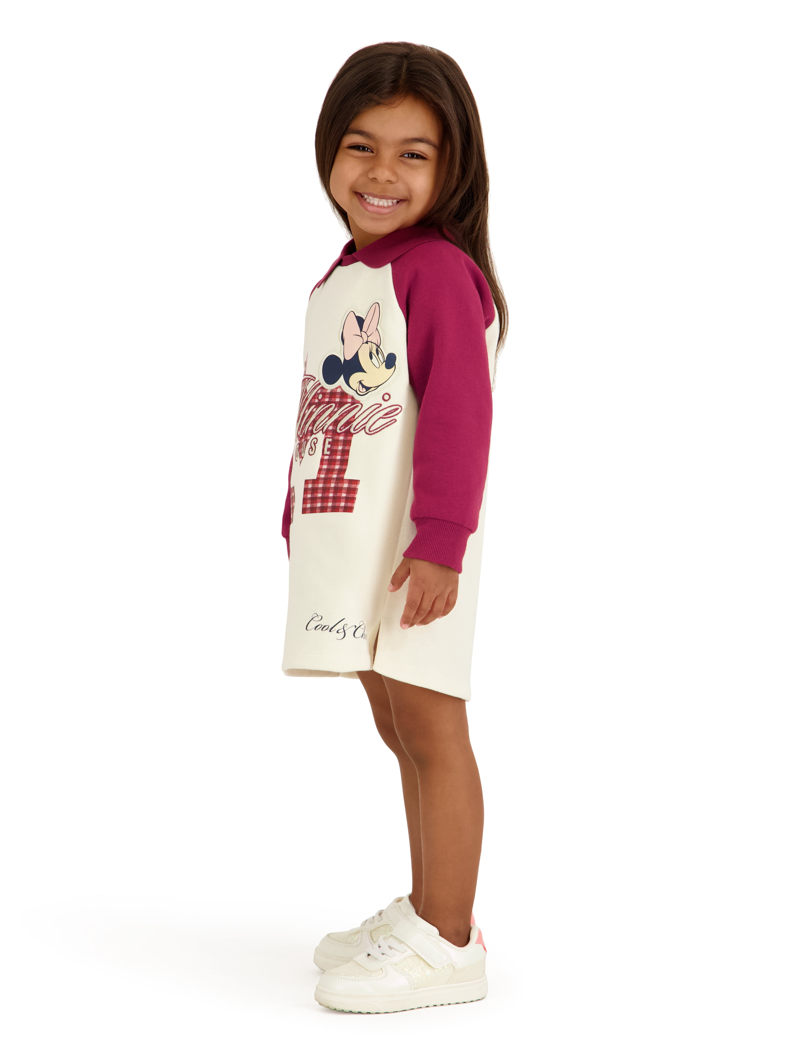 Minnie Mouse Toddler Girls Collared Fleece Dress, Sizes 12 Months - 5T