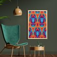 thumbnail image 2 of Ikat Wall Art with Frame, Composition Hallucinatory Concentric Fractal Weird Creepy Reflection Illustration, Printed Fabric Poster for Bathroom Living Room, 23" x 35", Orange and Blue, by Ambesonne, 2 of 2