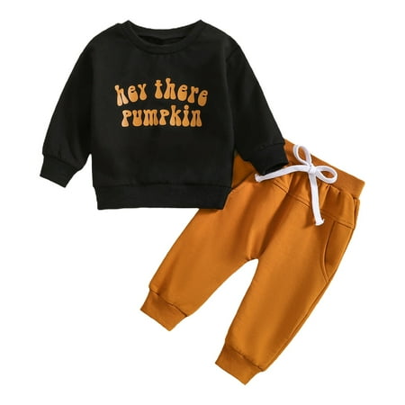 

EnJoCho Children s Soft Outfit Toddler Girl Long Sleeved Monogram Print Hoodie Pant Suit for 0 to 4 Years Small Kids Holiday Party Clothing Trendy Set