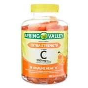Spring Valley Extra Strength Vitamin C Dietary Supplement Vegetarian Gummies, Orange, 500 mg, 120 Ct