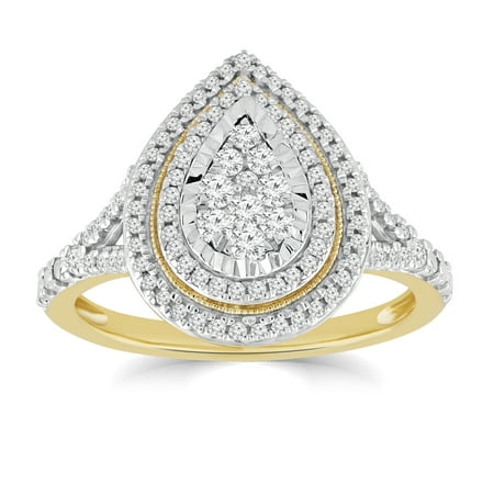 1/2 cttw Pear Shape Diamond Engagement Ring, 10K Yellow