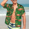 thumbnail image 7 of Gukieu Flamingo Print Men's Short-sleeved Shirts, Button-down Lapel Hawaiian Shirts, T-shirts, Beach Vacation Summer Casual Wear,Large, 7 of 7