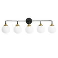 thumbnail image 4 of Deyidn 5-Light Black and Gold Modern Vanity Light, 39 Inch Dimmable Bathroom Light Fixture with Opal Glass Globes for Mirror, 4 of 9